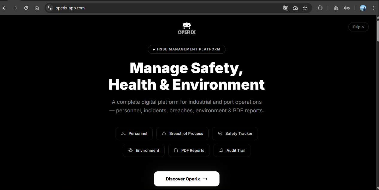Plateforme HSSE Operix